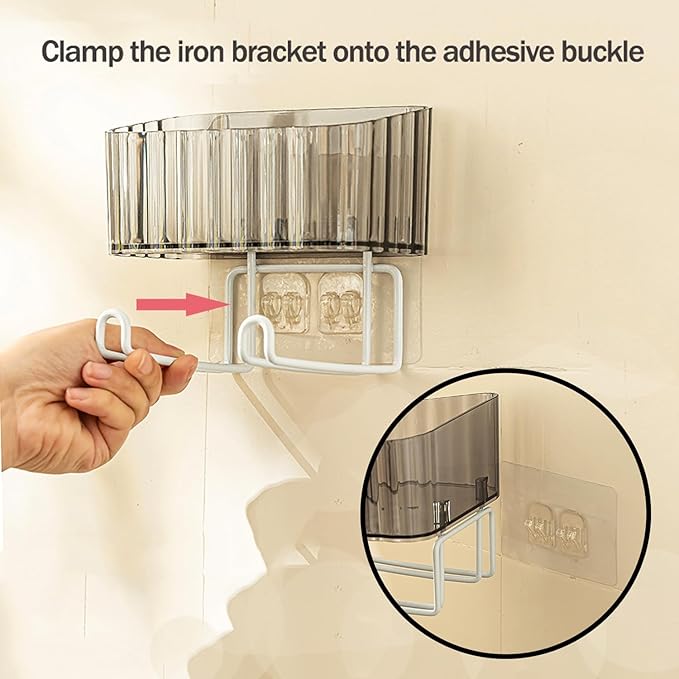 Adhesive Clear Hanging Headband Organizer Wall, Makeup Storage Box with Brackets Rack Caddy for Hair Headband Jewelry Clips Pins Rings