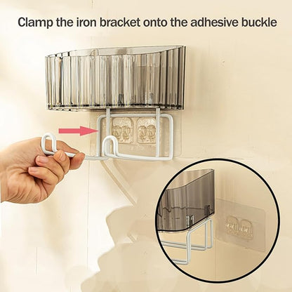 Adhesive Clear Hanging Headband Organizer Wall, Makeup Storage Box with Brackets Rack Caddy for Hair Headband Jewelry Clips Pins Rings