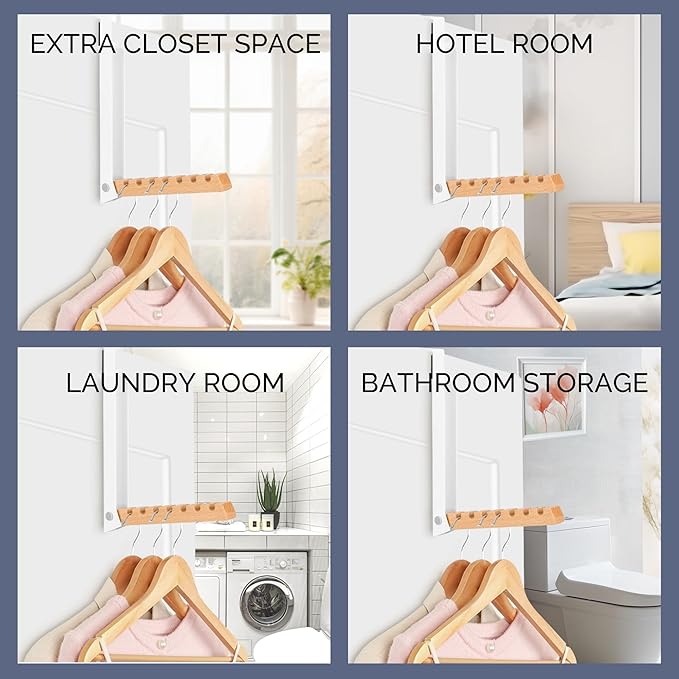 TERRA HOME Over The Door Coat Rack - Portable Foldable Laundry Hanger Dryer Rack - Ideal for Travel and Laundry Needs - Convenient Over The Door Hanger for Clothes and Laundry - 1PCS (White)