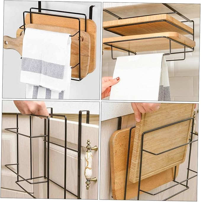Cabilock 2pcs Door Organizer Kitchen Cabinet Door Storage Bar Organizer Cabinet Space Cutting Board Holder