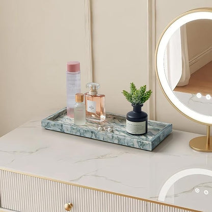 Natural Marble Vanity Tray, Luxury Stone Organizer for Bathroom & Kitchen Counter | Holds Soap Dispenser, Jewelry, Perfume | Non-Resin, Non-Ceramic Décor