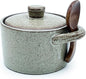 Ceramic Salt Cellar With Lid & Spoon,8oz Salt Container For Countertop,Sugar Bowl,Spice Jar(Coarse Pottery Color)