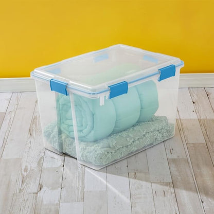 Sterilite 4-Pack Gasket Box, Weather-Resistant Storage Bins with Latching Lids, 80 Quart - Heavy-Duty Organizing Containers for Closet, Bathroom, and Office