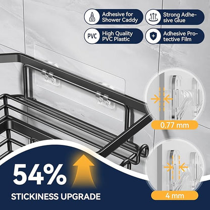 YASONIC 5-Pack Shower Caddy Adhesive Replacement - Transparent Shower Adhesive Strips, No Drilling Hooks for Bath Storage Shelves, Kitchen Racks, Basket & Soap Holder