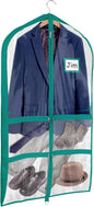 Univivi Clear Blue-green PVC Dance Costume Bags Garment Bag 40 Inch for Dance Competitions, with 4 Medium Clear Zipper Pockets and 1 Large Back Zippered Pocket (1 Pack)
