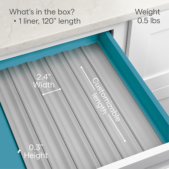 YouCopia SpiceLiner Spice Rack Drawer Organizer (Universal Fit 10’ Roll),Gray