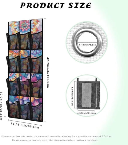 12 Large Mesh Pockets Over the Door Shoe Organizer Colorful Mandala Flower Hanging Shoe Rack for Closet Shoe Organizer Door Hanger