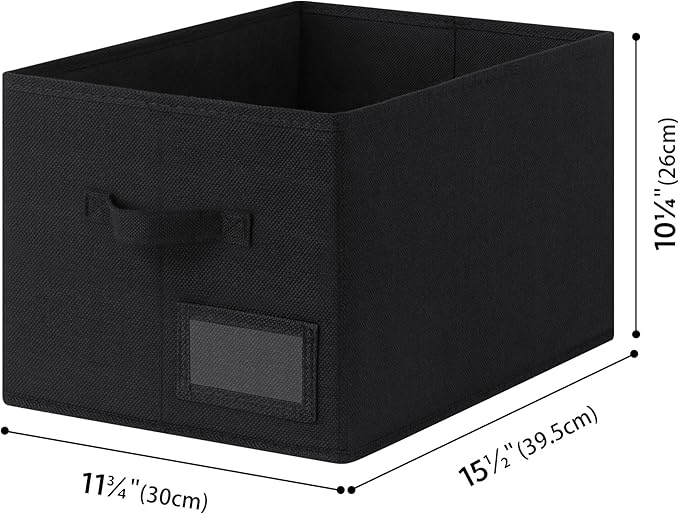 GRANNY SAYS Storage Baskets for Closet Shelves, Fabric Storage Bins for Clothes, Closet Organization Bins, Collapsible Storage Bins with Handles, Black, Large, 3-Pack