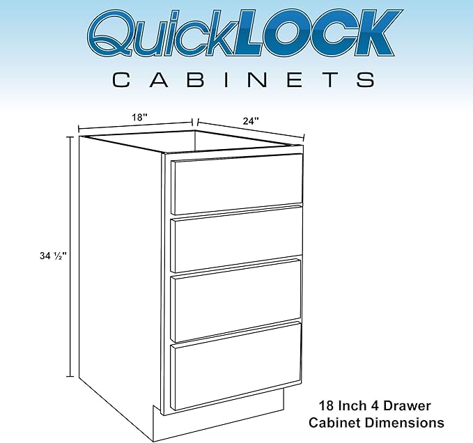 Quicklock RTA (Ready-to-Assemble) | Base Kitchen Cabinets - Shaker Style | Made in America (Espresso Stain, 18" Wx34.5 Hx24 D 4 Drawer)