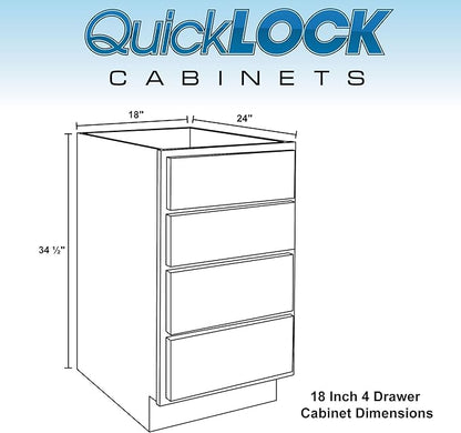 Quicklock RTA (Ready-to-Assemble) | Base Kitchen Cabinets - Shaker Style | Made in America (Espresso Stain, 18" Wx34.5 Hx24 D 4 Drawer)