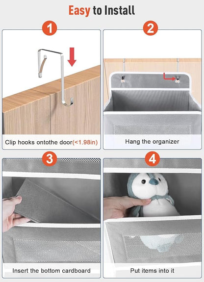 3 Pack Over The Door Organizer Storage, 5 Shelf Hanging Door Organizer with 10 Large Capacity Pockets, Anti Tilt 44 lb Load Behind Door Storage for Bedroom, Bathroom, Pantry, Nursery
