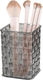 DASITON Makeup Brush Holder Organizer, Acrylic Makeup Brushes Storage Cup, Woven Texture Make Up Brush Holder for Vanity Bathroom Office, Pen Holder for Desk, Cosmetic Display Cases (Grey S)