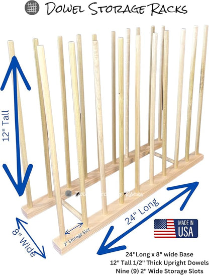 Handmade in USA - Art Storage Rack - Several Sizes Available- Art Canvas Storage (24" x 8" With 12" Tall Dowels)