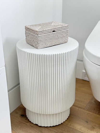 Kouboo La Jolla Rectangular Rattan Box, White-Wash Toilet Roll Storage Basket (1030101)