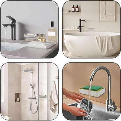 Soap Dish Stainless Steel Silver Soap Dish Holder Wall Mounted Shower Soap Holder with Screws, Sturdy Soap Dish for Bar Soap Stylish Soap Dish Holder (Medium, Silver)
