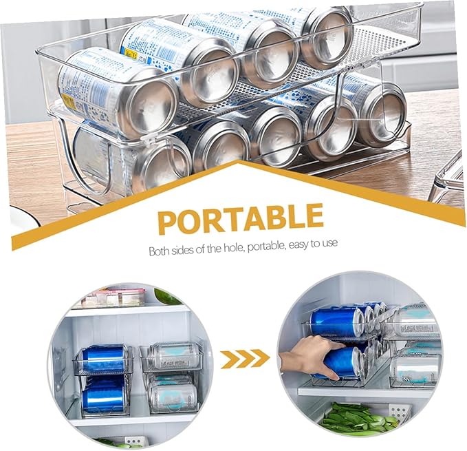 Amosfun Household Can Organizer Double-Layer Design Convenient Beverage Storage for Fridge and Pantry Automatic Rolling Drink Holder Pet Material for Soda and Cans