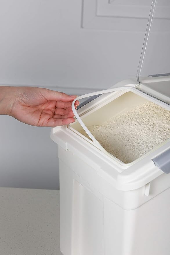 EonTone [2-Pack] 30 lbs Flour Storage Container, 25L Airtight Food Bin with Wheels BPA-Free