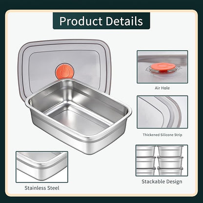 GIUOIDUO 10 Pack Stainless Steel Food Storage Containers with Leak-Proof Lids, 37oz Reusable Metal Meal Prep Lunch Boxes, Stackable, Dishwasher Safe for Snacks, Fruits & On-the-Go Meals, BPA-Free