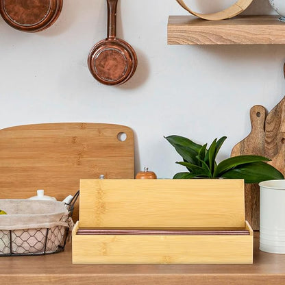 Cabilock Wooden Cutlery Box with Lid, Kitchen Chopsticks Box Utensils Drawer Organizer Bamboo Storage Case Countertop Silverware Container for Tableware