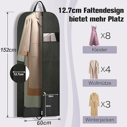 Dress Bags for Gowns 60", Long Garment Bags for Hanging Clothes Travel with Pockets and Zipper, Gusseted Garment Bag for Dress, Shows Dance Costume, Tuxedos, Clothes Protector Suit Cover Bags Black