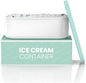 BALCI - Ice Cream Container - 2 Quart - Perfect Reusable Freezer Storage for Homemade Ice Cream Tubs for Sorbet, Frozen Yogurt and Gelato! - Flexible Silicone Lids, Long Scoop, Stackable - Mint