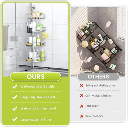 Aitatty Standing Shower Caddy Corner: 4-tier Rustproof Shower Organizer Shelf - Floor Shower Corner Shelf Rack Stand for Bathroom Chrome