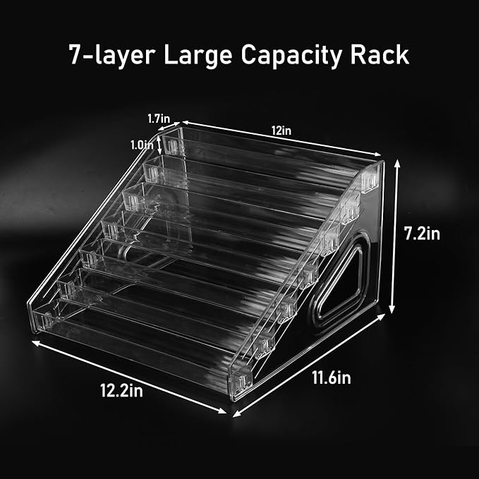 7 Layers Nail Polish Organizer Holder Rack, Clear Display Rack for Cosmetics Sunglasses Essential Oil, Stand Makeups Storage Case Eyeglasses Shelf Lipsticks Holder