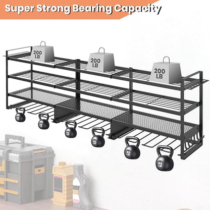 SINTIKI 49 inch Large Power Tool Organizer Wall Mount, 4 Layer Tool Storage Rack Loads 600 LBS, Rack Holds 12 Cordless Drills, Utility Racks for Garage Organization, Gift for Men