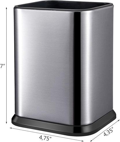 RedCall Stainless Steel Kitchen Utensil Holder for Countertop, Spoon Spatula Organizer,Modern Rectangular Large Cooking Utensil Caddy Counter,Utensil Crock Silver