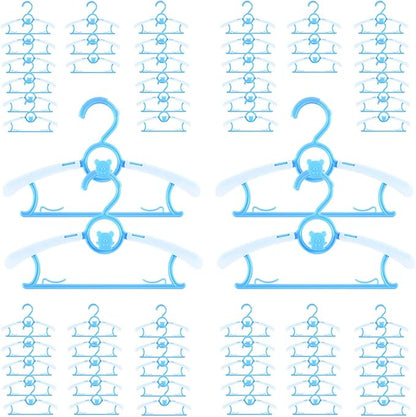 Baby Hangers for Nursery Closet 60 Pack Plastic Kids Clothes Hanger Space Saving Non Slip Extendable Toddler 11-14” Adjustable Hangers Heavy Duty Clothing Infant Hanger Bulk, Blue