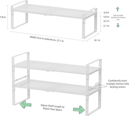 Expandable Metal Shoe Rack, Adjustable Space-Saving, Heavy-Duty Shoe Rack with Borders. Multi-Functional for Closet, Bathroom, Entryway, Kitchen or Office