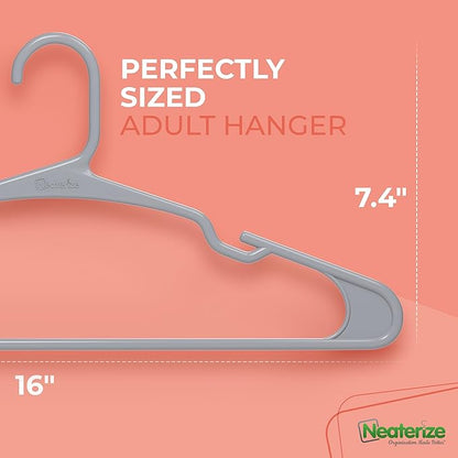 NEATERIZE Clothes Hangers Plastic 20 Pack for Adults - Plastic Hangers, The Perfect Coat Hanger and Space Saving Clothes Hangers for Closet, Percheros Ganchos para Colgar Ropa Hangars - Blue Hangers