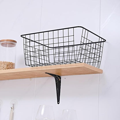 14" Upright Freezer Storage Baskets, Black Wire Storage Bins Large Bakset for Freezer, Pantry, Bathroom Organizing, Set of 2