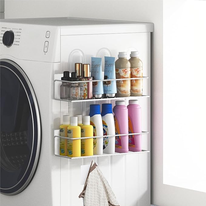 Magnetic Spice Rack For Refrigerator, Space Saving Magnetic Shelf For Fridge White 4 Pack With Magnetic Paper Towel Holder