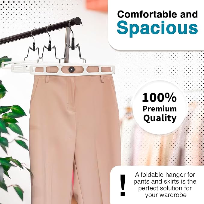 DEILSY™ Pants Hangers Skirt Hanger Pant with Locking Hook Versatile Skirt Hangers for Closet Organization White Jean for Men and Women Heavy Duty 10 Pack