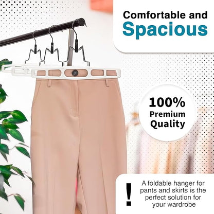 DEILSY™ Pants Hangers Skirt Hanger Pant with Locking Hook Versatile Skirt Hangers for Closet Organization White Jean for Men and Women Heavy Duty 10 Pack