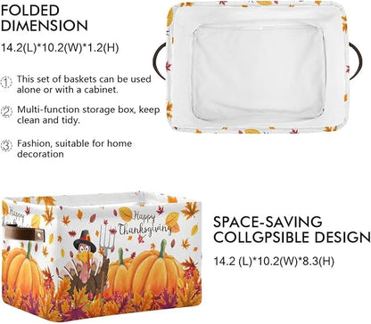 Thanksgiving Day Pumpkin Turkey Rectangular Storage Basket Organizer Bin Shelf Baskets For Clothes Gifts For Home Office Dorm