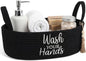 Wash Your Hands Bathroom Decoration Black Cotton Rope Toilet Basket Toilet Paper Holder Basket Rustic Bathroom Organizer Farmhouse Home Decoration Organizing Small Baskets