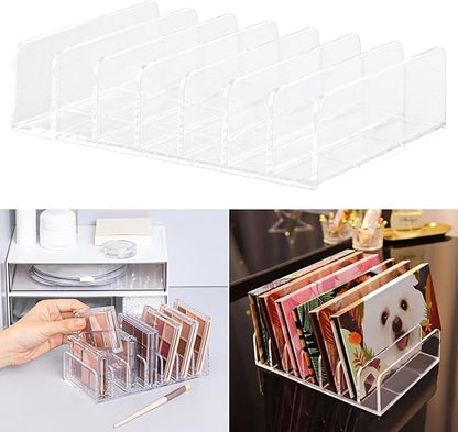 1pc Clear 7 Compartments Duty Multifunctional,Eyeshadow Palette Makeup Organizer Money Storage Rack,Desktop Cash Cosmetic Holder for Bathroom Vanity Countertop,Cosmetic Display Cases,Bags and Cases