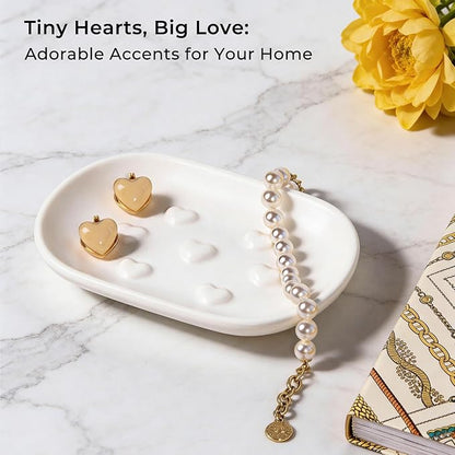 HILLSPRING Ceramic Soap Dish with Heart Bump Design, Keeps Bar Soap Elevated and Dry, Decorative Bar Soap Holder for Bathroom, Kitchen Sink, Vanity, Matte White, 5"x3.5"