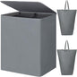 WOWLIVE 154L Double Laundry Hamper with Lid and Removable Laundry Bags, Large Dirty Clothes Hamper 2 section Collapsible Laundry Basket Dorm Room Storage for Bedroom, Bathroom, College,Grey