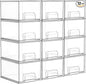 Vtopmart 12 Pack Small Clear Stackable Storage Drawers, Acrylic Bathroom Makeup Organizer, Plastic Storage Bins For Vanity, Undersink, Kitchen Cabinets, Pantry, Home Organization