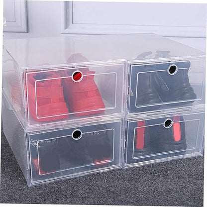 4pcs Shoe Storage Boxes Sturdy Pp Drawer Type Organizers for Home Stackable Design for Easy Access for Shoes Boots and Sneakers