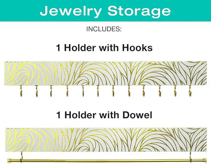 EXCELLO GLOBAL PRODUCTS 2 Piece Fashion Jewelry Holder Set (Gold Waves)
