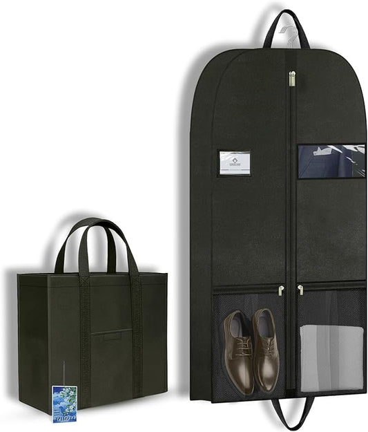 43" Garment Bags for Closet Storage and Travel, Gusseted Hanging Garment Bags for Men Women with Pockets Handles and Zipper, Suit Cover Bags for Clothes, Suits, Dress, Shirts, Coats, Jackets
