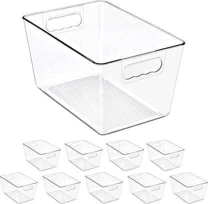Sorbus Clear Storage Bins, 10 Pack Large Organization Bins with Handles – Clear Storage Containers for Storage, Pantry, Fridge, Cabinet, Closet & Kitchen Organization – BPA-Free Plastic