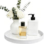 2 Pack 8" Bathroom and Vanity Tray, ABS Bathroom Counter Organizer, Coffee Table Decor for Perfume, Candles, Keys &More. Kitchen Countertop Organizer, Decorative Tray Soap Holder, White