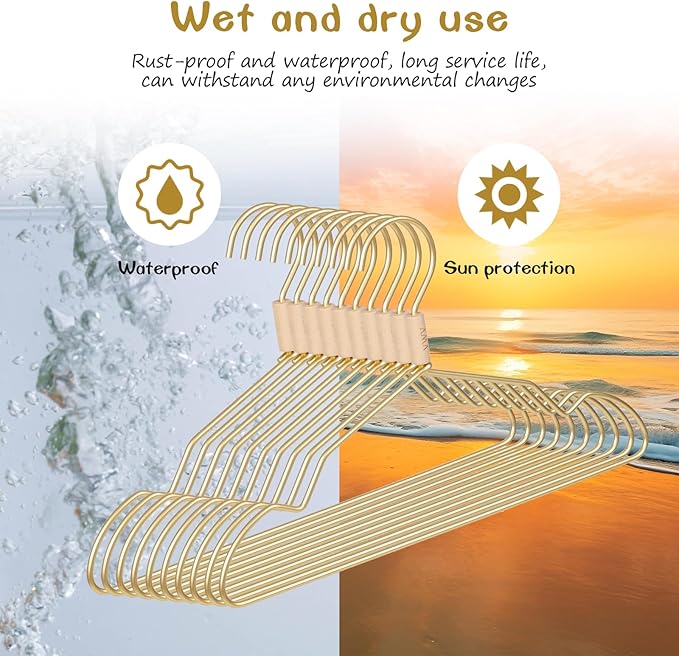 VWV Gold Aluminum Hangers, 20 Pack Baby Hangers，12.6 Inch Children Baby Hanger, Sturdy Metal Children Clothes Hangers for Wardrobe, Space-Saving Toddler Hanger