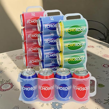 Portable Soda Can Organizer for Refrigerator Shelf, Beer Can Holder, Fridge Storage Sliding Rack, Clear Plastic 2 Pack