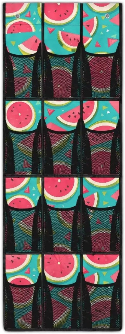 Watermelon Over the Door Shoe Organizer 12 Large Pockets Hanging Shoe Rack for Closet Organizers and Storage Sturdy Oxford Fabric Shoe Hanger